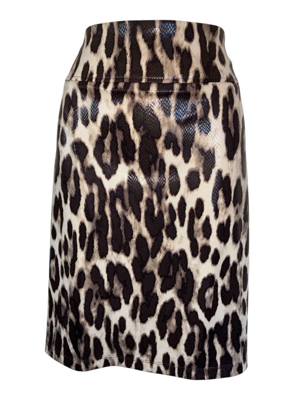 New! Chico's Travelers Skirt Women's 12 Leopard Print Brown/Black, back zip NWT